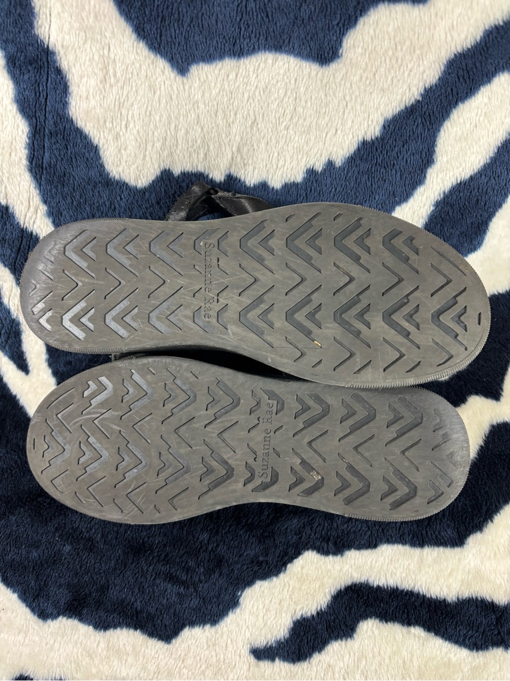 Suzanne Rae Black Nylon Velcro Platform Chunky Sandals Sz 39 or 9 US Strappy - Picture 9 of 12
